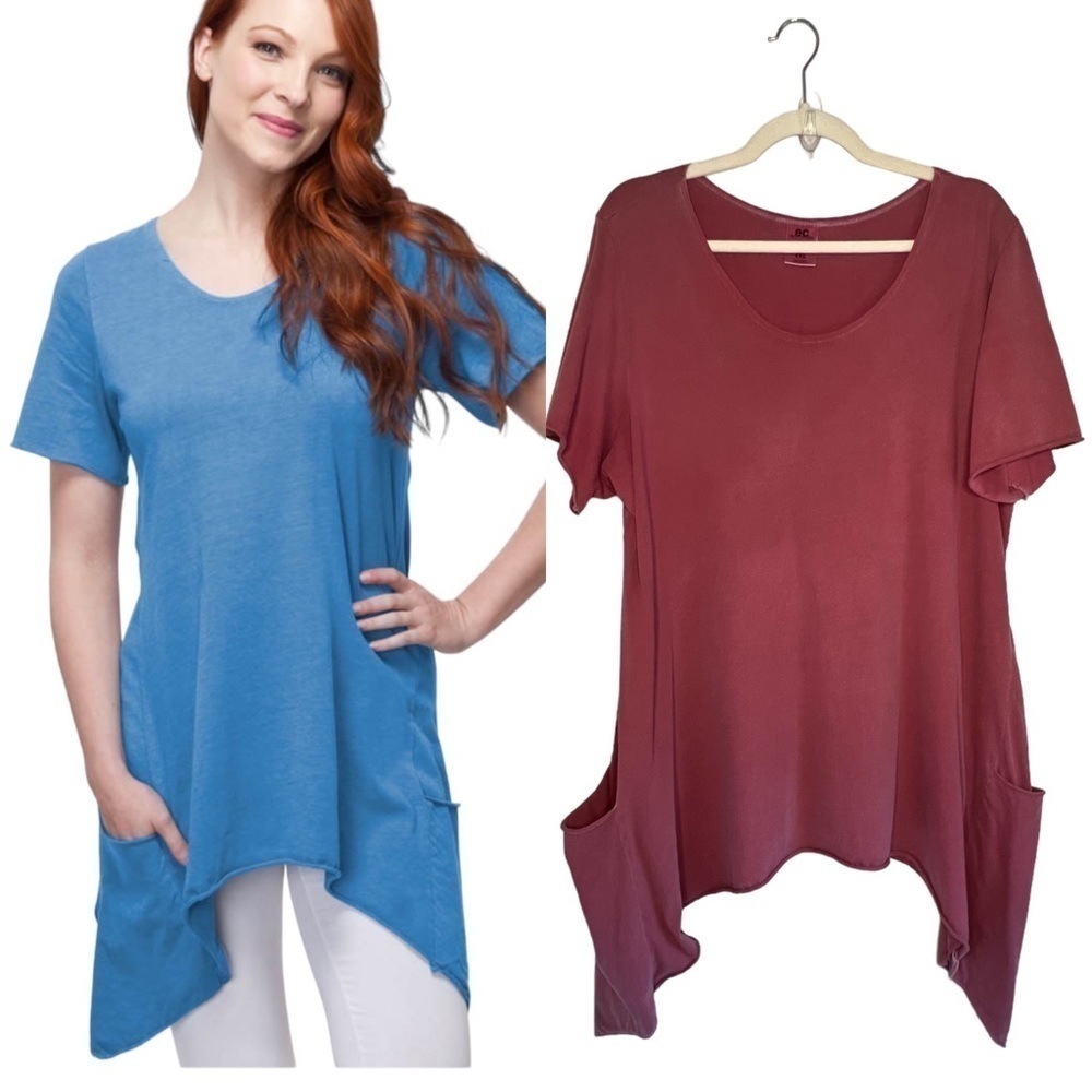 Earth Creations Organic Cotton Lagenlook Handkerchief Tunic Burgundy Size XXL